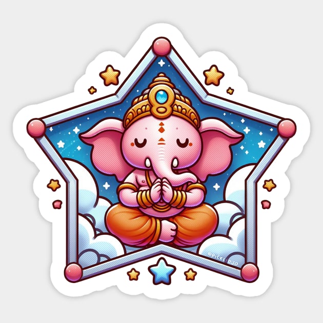 Cute Ganesha Medetating Sticker by Pickledjo